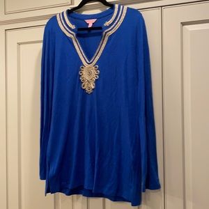 Lilly Pulitzer long sleeve blue tunic size large NWT
